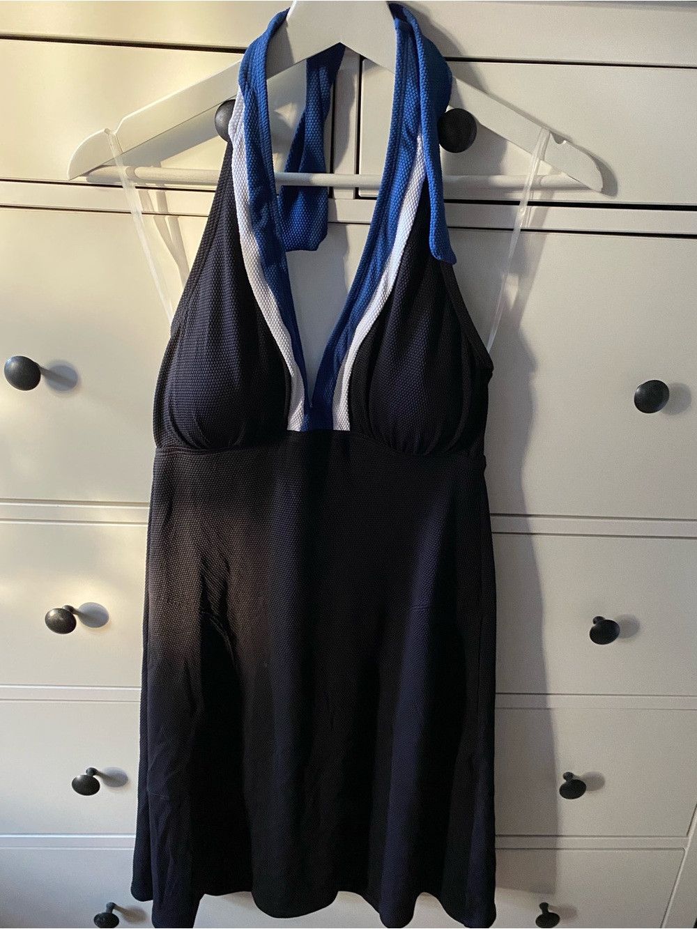 Tommy Bahama Navy Halter Swimdress with Blue and White Trim
